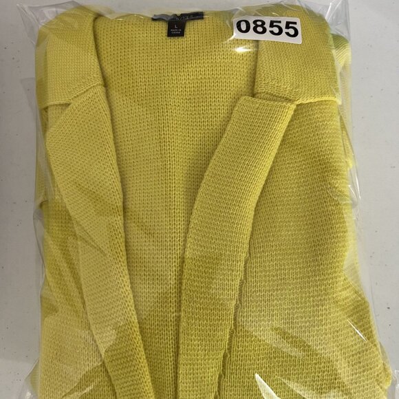 Talbots Womens L Spring Yellow Open Cardigan Wool Blend Knit Sweater Blazer - Picture 16 of 16